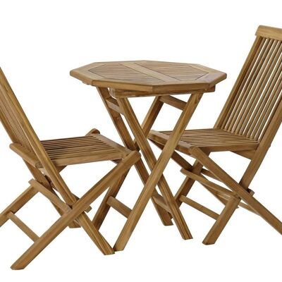 TABLE SET 3 TEAK 60X60X75 2 CHAIRS NATURAL BROWN MB166596