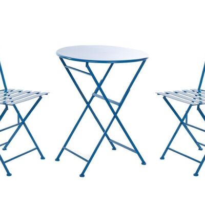 TABLE SET 3 METAL 60X60X70 FOLDING BLUE MB166634