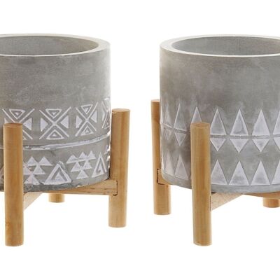 CANDLE CEMENT WOOD 10X10X12 GEOMETRIC 2 ASSORTMENTS. VE202170