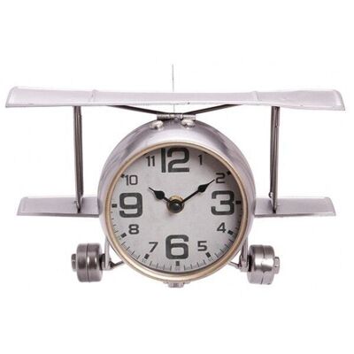Horloge de table en métal en forme d'avion 26x20x15cm