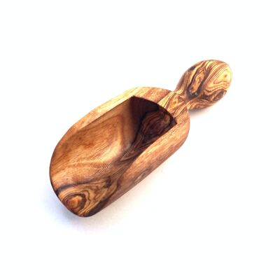 Cucharón de sal de 8,5 cm hecho a mano en madera de olivo