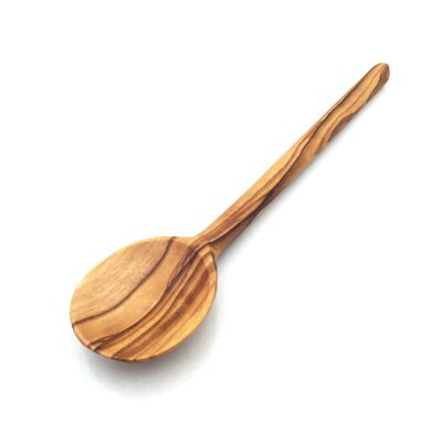 Cuillère à soupe manche rond 18 cm fait main en bois d'olivier