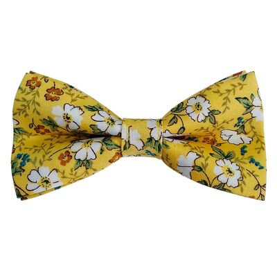 Flowery yellow children's bow tie