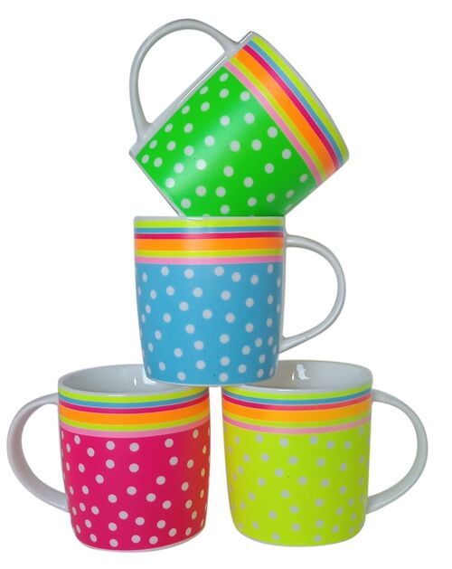 Ceramic mug in various bright colors in egg-box of 12 pieces