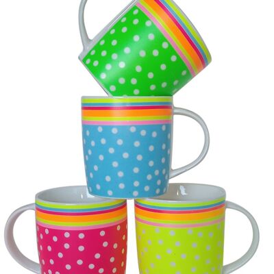 Ceramic mug in various bright colors in egg-box of 12 pieces