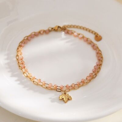 Double chain anklet with flower pendant