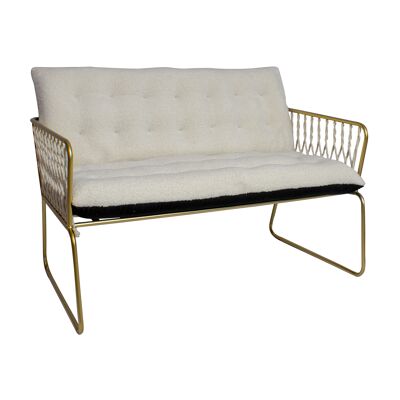BOUCLETTE TEDDY AND VELVET SOFA AND GOLD METAL LEGS 115X68X63 MUNIO