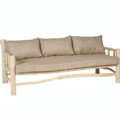 DIVANO IN TEAK CON CUSCINI IN JUTA 172X74X67CM BURLAP