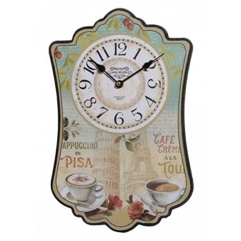 Horloge en MDF à l'ambiance vintage. Dimensions : 24x38cm