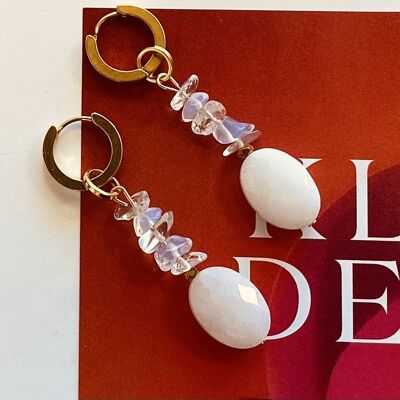 Boucles d'oreilles Pierre de lune/quartz clair