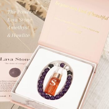 AMETHYST Lava stone & HOWLITE Bracelet Diffuseur with Inner Peace Oil 3