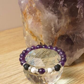 AMETHYST Lava stone & HOWLITE Bracelet Diffuseur with Inner Peace Oil 5