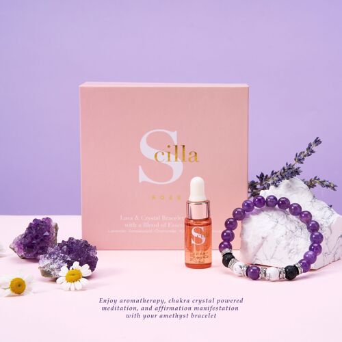 AMETHYST Lava stone & HOWLITE Bracelet Diffuser with Inner Peace Oil