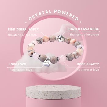 Bracelet à breloques d'amour en cristal de quartz rose et jaspe zébré Cadeaux 5