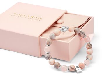 Bracelet à breloques d'amour en cristal de quartz rose et jaspe zébré Cadeaux 6