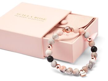 Zebra Jasper Crystal & Lava Rock Love Charm Or Rose Bracelet Cadeaux 6