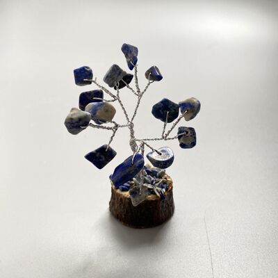 Arbre à micro-pierres précieuses, 15 perles, 6 cm, Lapis Lazuli