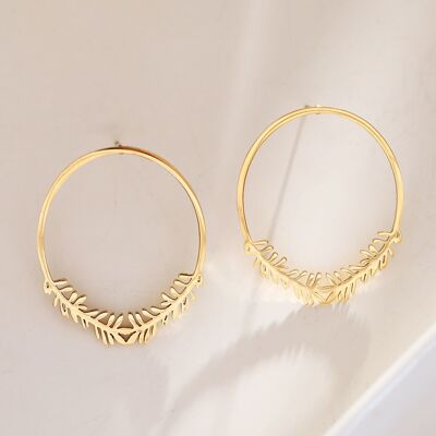 Flower circle earrings