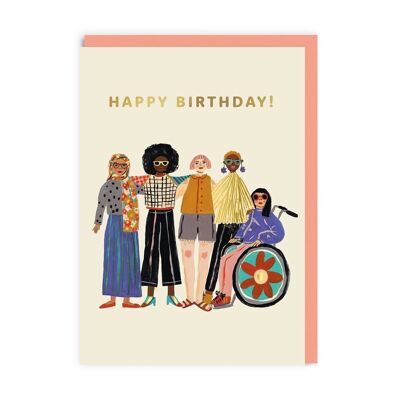 Cartolina d'auguri di buon compleanno per un gruppo di amici