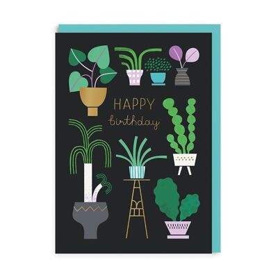 Tarjeta de felicitación de cumpleaños de plantas de interior