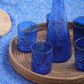 Série de 6 verres en verre soufflé Craquelé Bleu Foncé 3