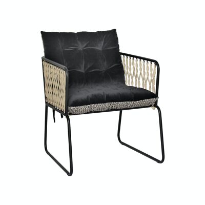 POLTRONA IN VELLUTO LISCIO E GAMBE IN METALLO NERO 57X65X64 CM MUNIO