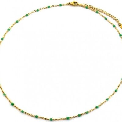 C-D4.4 N064-006G S. Steel Necklace Dots 40-45cm Green