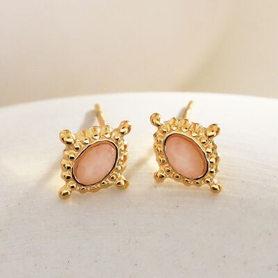 Boucles d'oreilles ovale rose