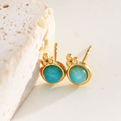 Mini turquoise pearl earrings