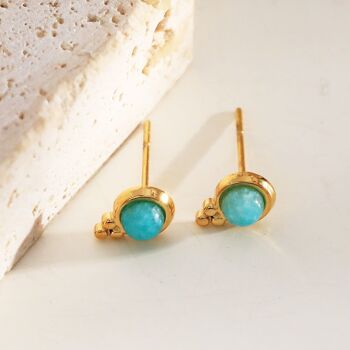 Boucles d'oreilles mini perle turquoise 2