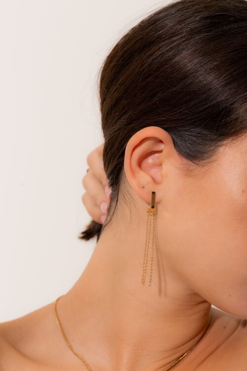 Boucles d'oreilels triple chaînes pendantes