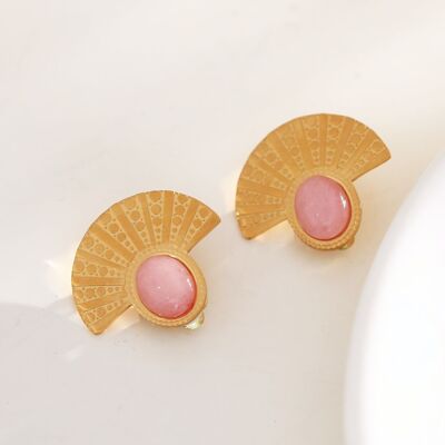 Clip-on pink pearl earrings