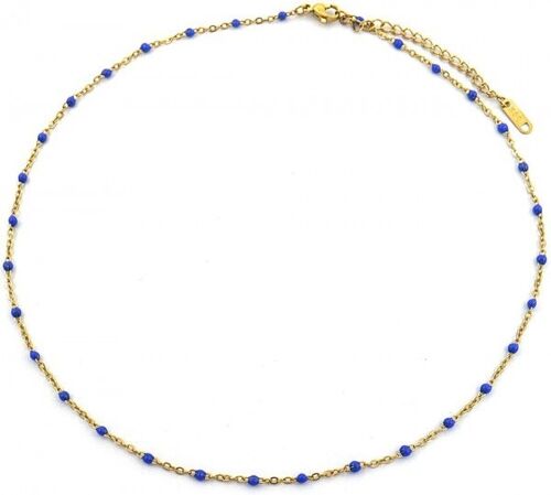 C-E20.4 N064-006G S. Steel Necklace Dots 40-45cm Blue