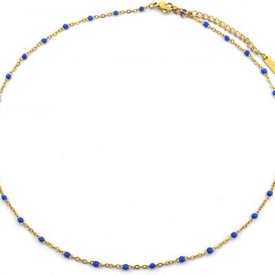 C-E20.4 N064-006G S. Steel Necklace Dots 40-45cm Blue