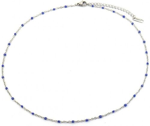C-E6.3 N064-006S S. Steel Necklace Dots 40-45cm Blue