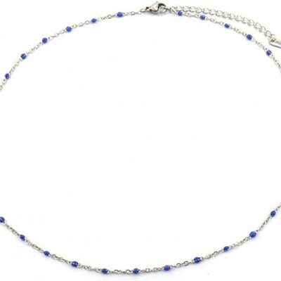 C-E6.3 N064-006S S. Stahl Halskette Punkte 40-45cm Blau