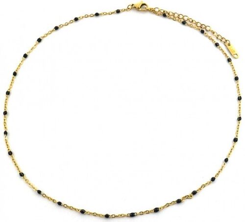 C-E4.3 N064-006G S. Steel Necklace Dots 40-45cm Black