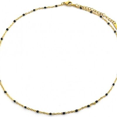 C-E4.3 N064-006G S. Steel Necklace Dots 40-45cm Black