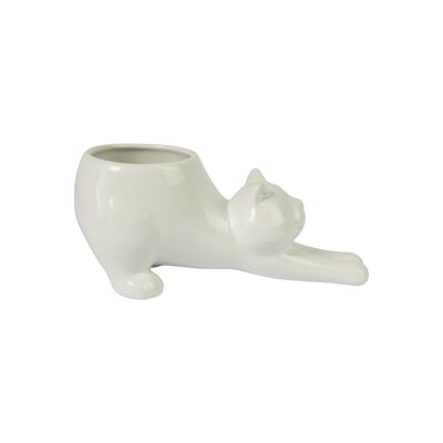 Plant Pot 'Cat' - White