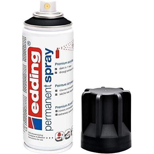 Edding 5200 Spray peinture acrylique permanent  - Aérosol - 200 ml  - Pour peindre ou décorer le verre, le métal, le bois, le plastique, le polystyrène, le papier, le papier peint, la toile, la céramique, la pierre, l'osier et bien d'autres matériaux.