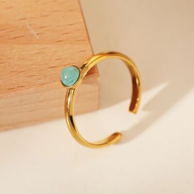 Fino anillo dorado ajustable con mini piedra turquesa