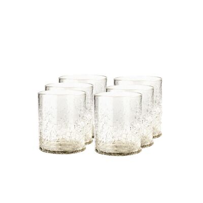 Série de 6 verres en verre soufflé Craquelé Miel