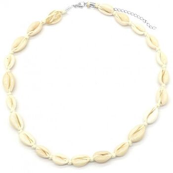 F-E23.1 N2001-010 Collier Coquillages 36-44cm Beige