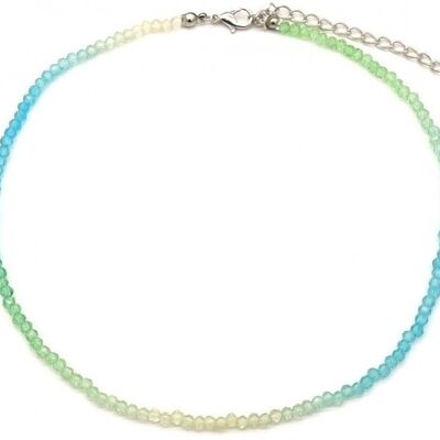 E-D9.2 N1659-007 Collar Perlas Cristal Facetado Azul-Verde