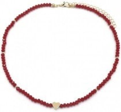 D-D8.1 N1656-029 Necklace Faceted Glassbeads 37-42cm Red