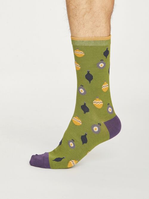 Men's Bauble Spot Socks - Olive Green