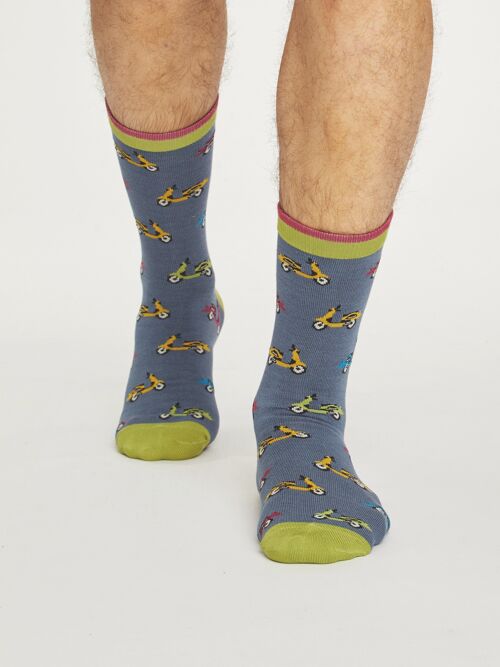 Men's Scooter Socks - Blue Slate