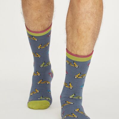 Men's Scooter Socks - Blue Slate