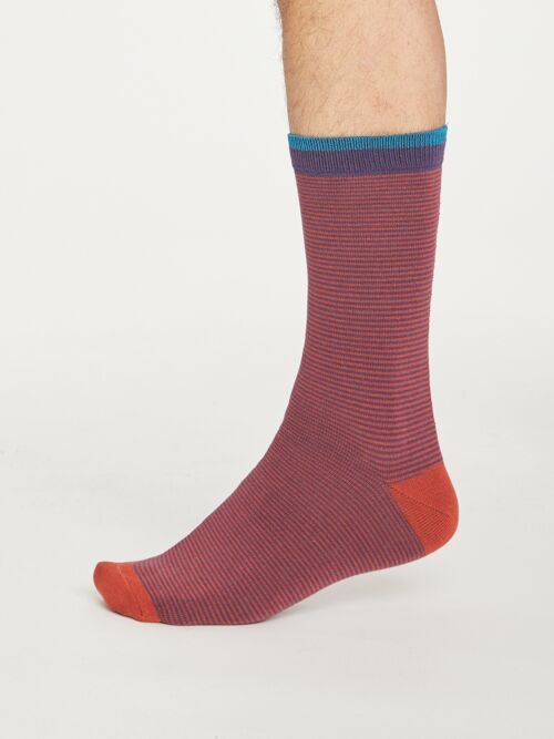 Men's Sten Stripe Socks - Royal Purple