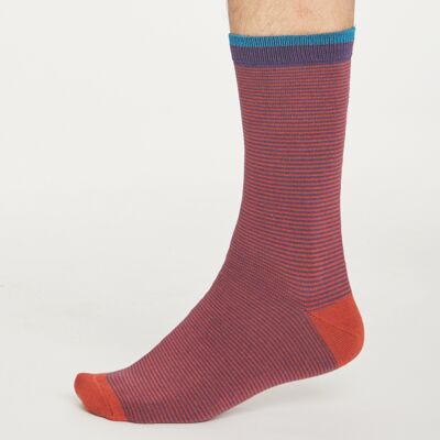 Men's Sten Stripe Socks - Royal Purple